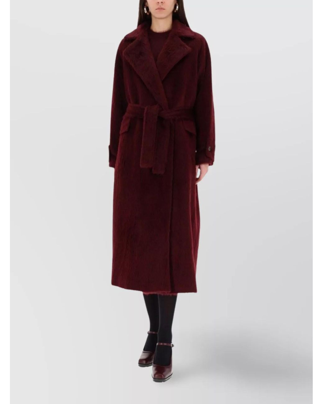Max Mara Red Alpaca Virgin Wool Coat