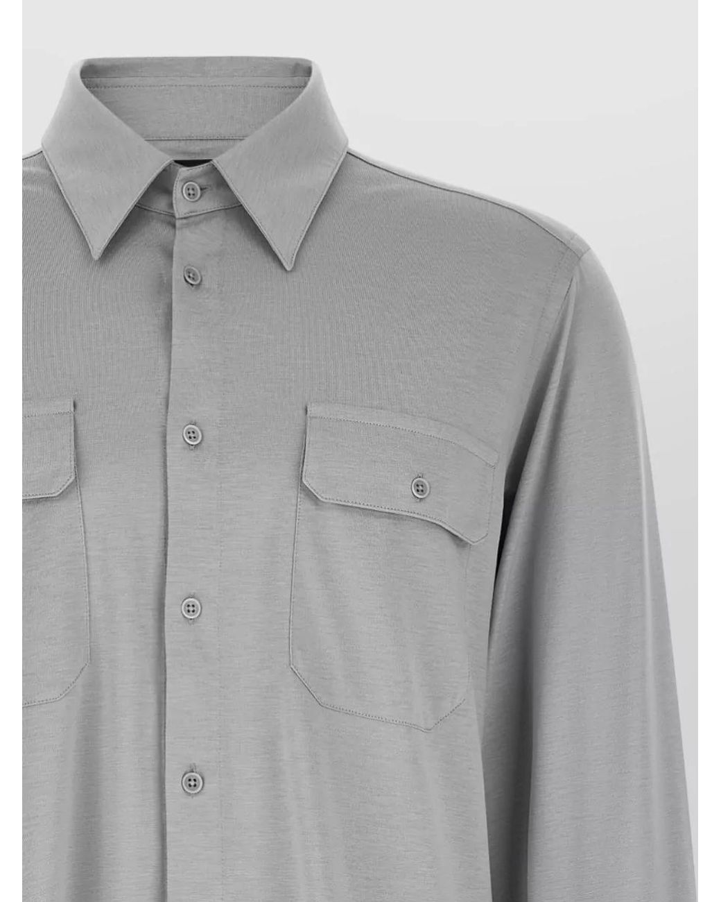Tom Ford Gray Silk Blend Long-Sleeve Shirt for men