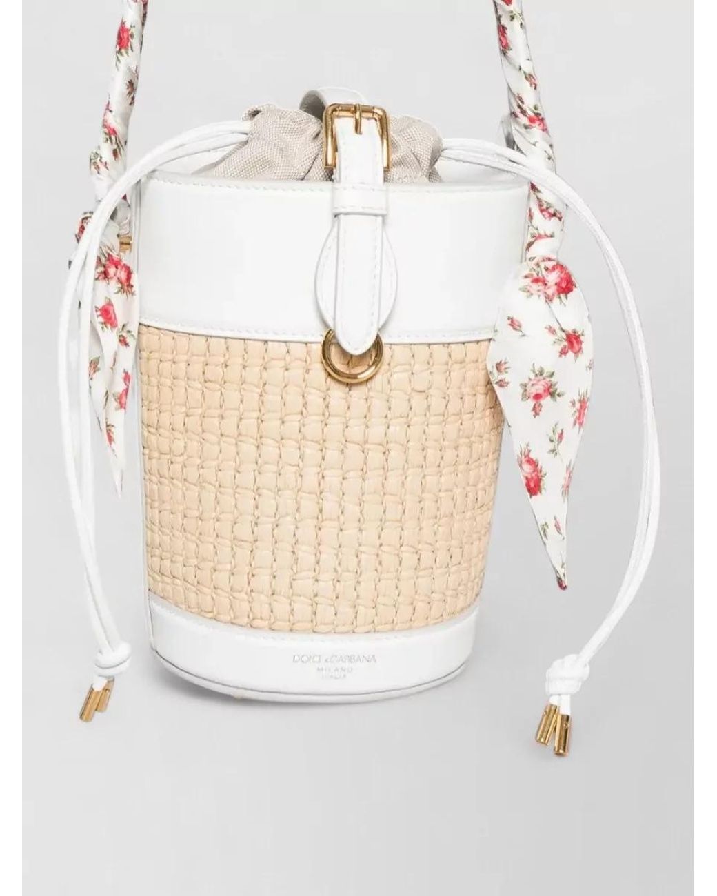 Dolce & Gabbana White Capri Raffia Bucket Bag