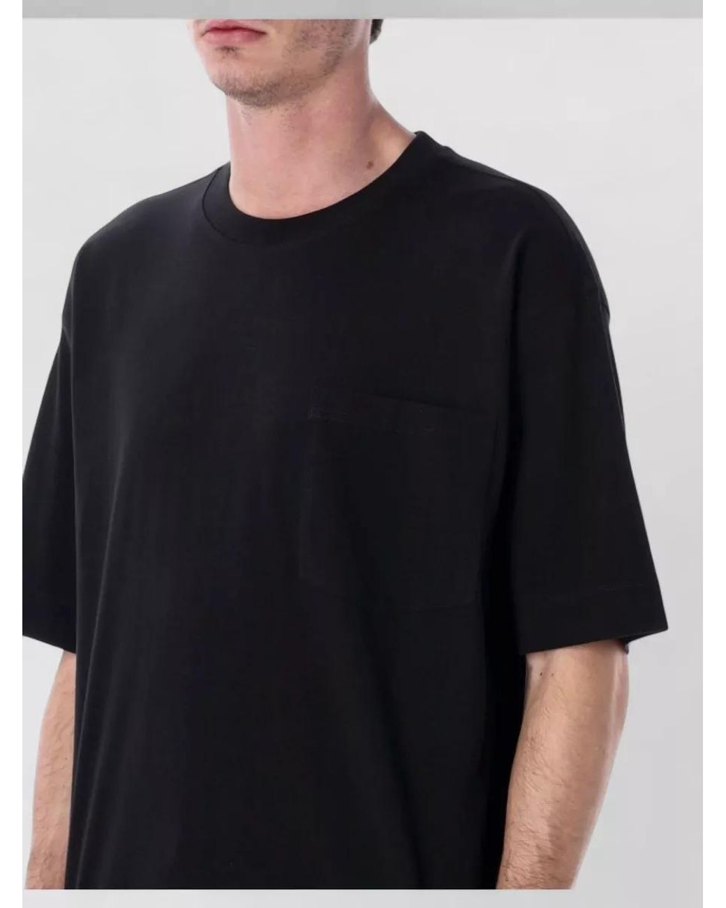 Dries Van Noten Black Cotton Regular-Fit Pocket T-Shirt for men