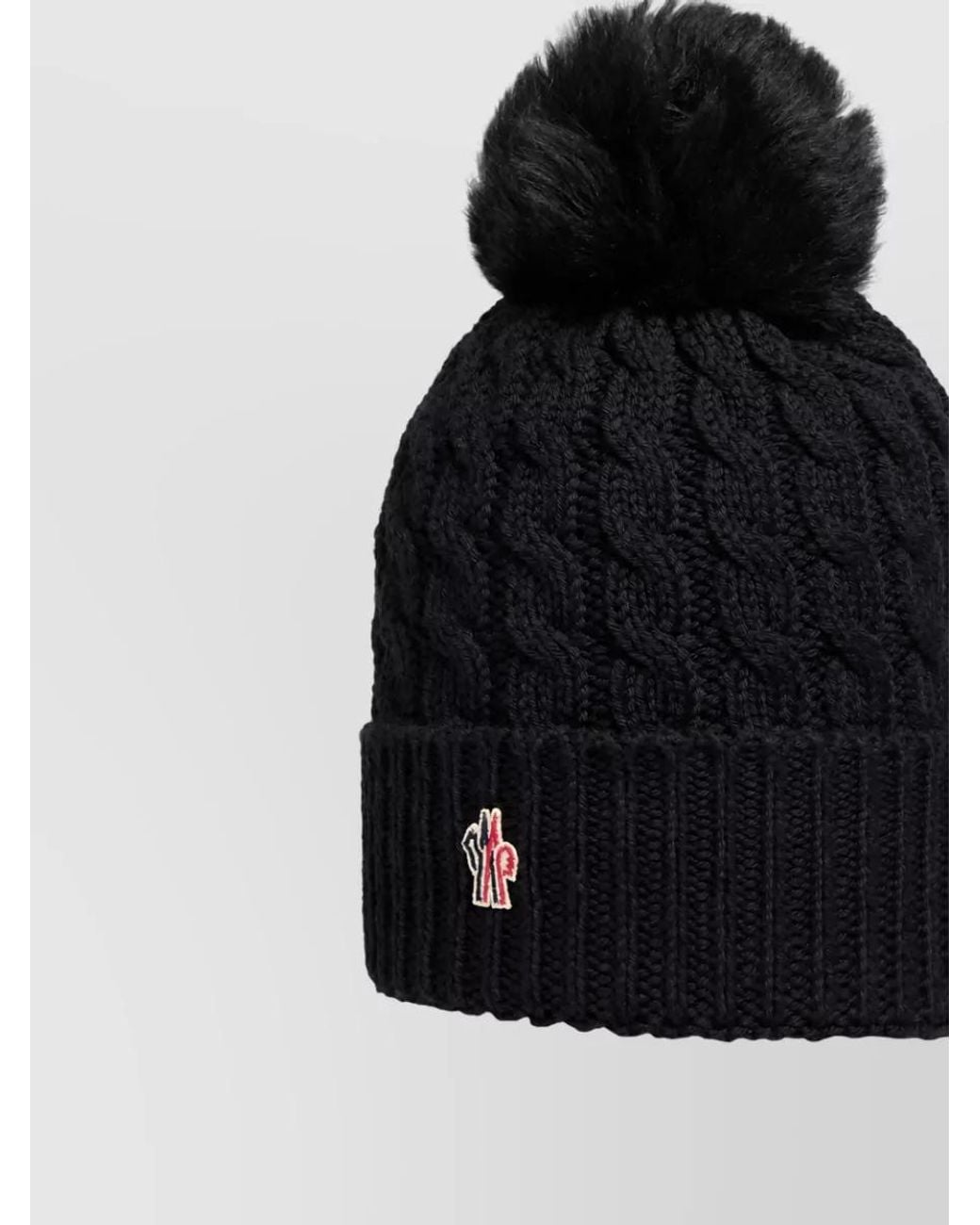 Moncler Black Cable-Knit Wool Beanie