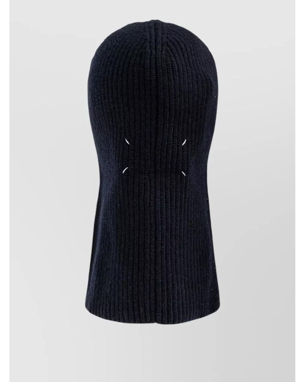 Maison Margiela Blue Ribbed-Knit Balaclava for men