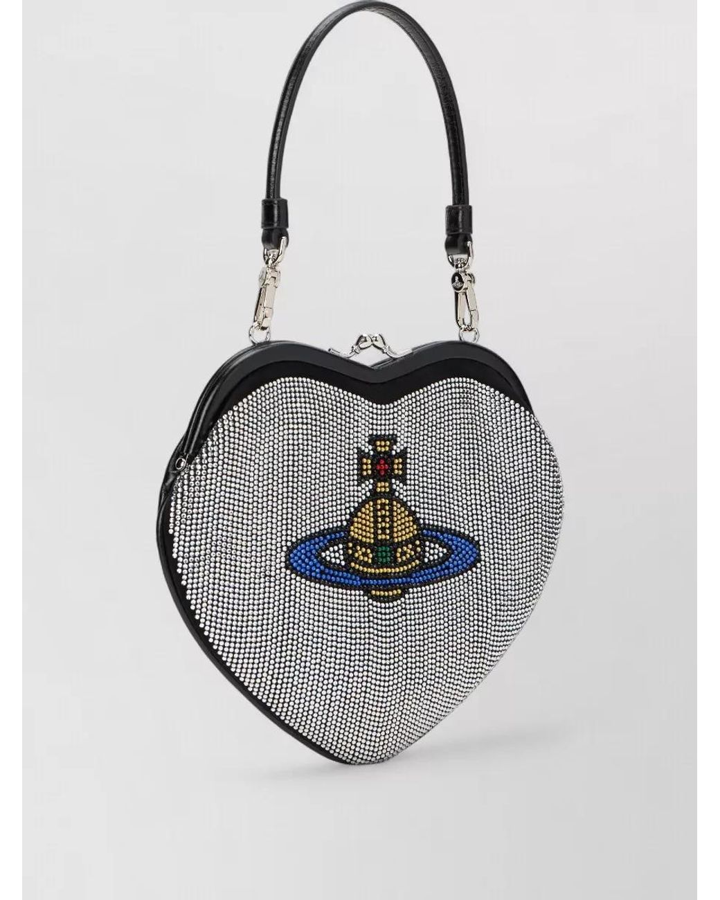 Vivienne Westwood White New Heart Crystal-Embellished Calfskin Clutch Bag