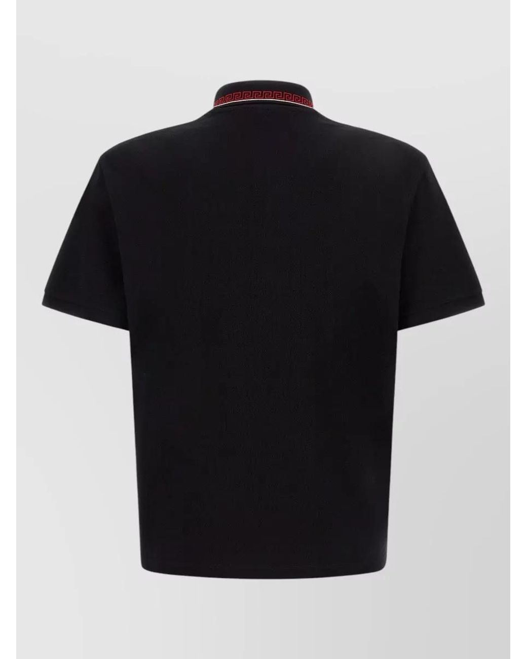 Versace Black Greca Cotton Polo Shirt for men