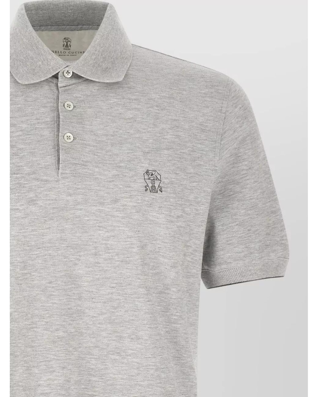 Brunello Cucinelli Gray Logo Piqué Cotton Polo Shirt for men