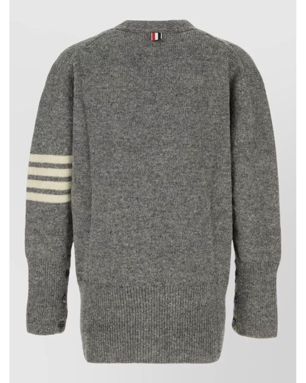 Thom Browne Gray Wool Oversized V-Neck Cardigan for men