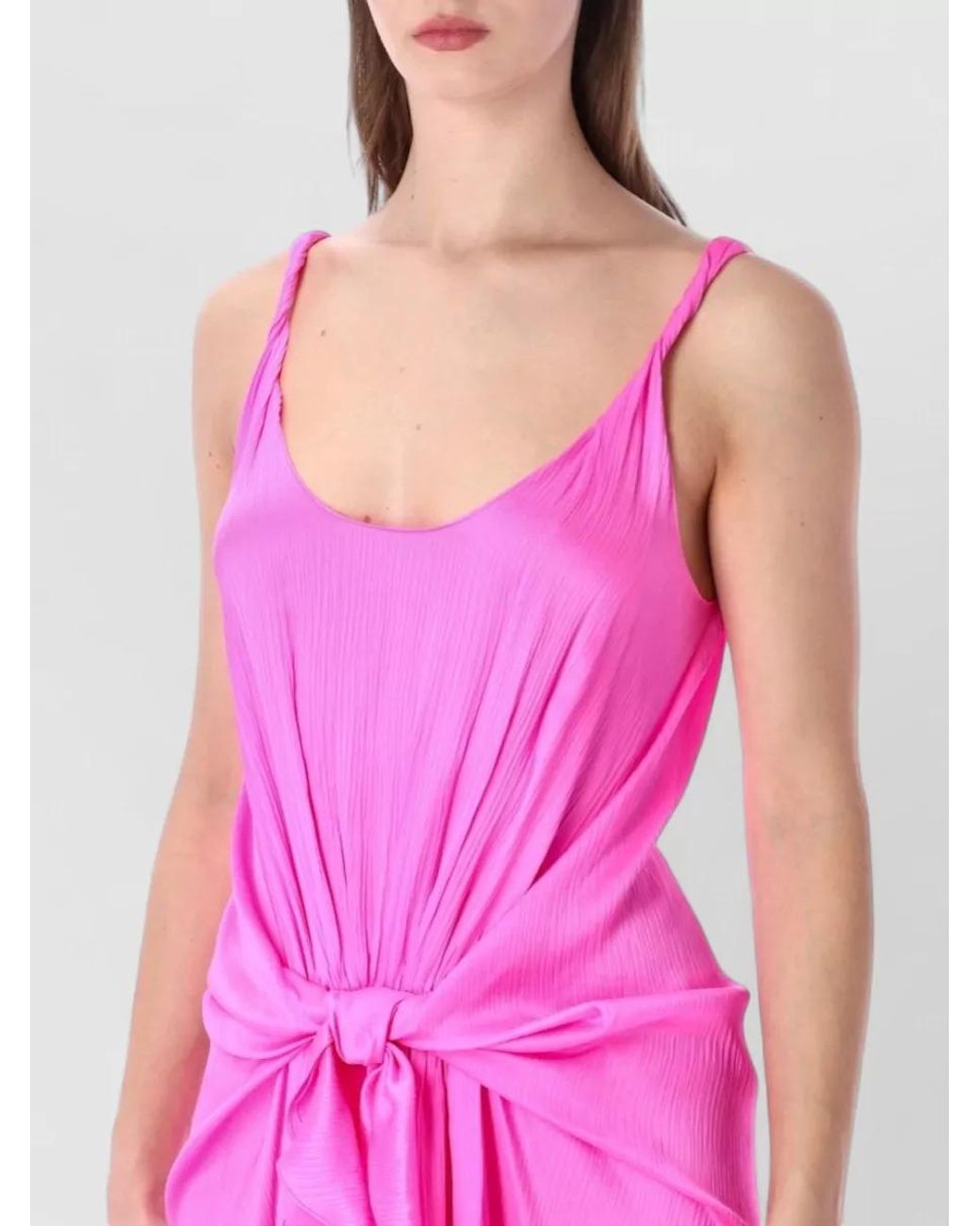 J.W. Anderson Pink Jw Anderson Knotted Waist Longline Silk Dress