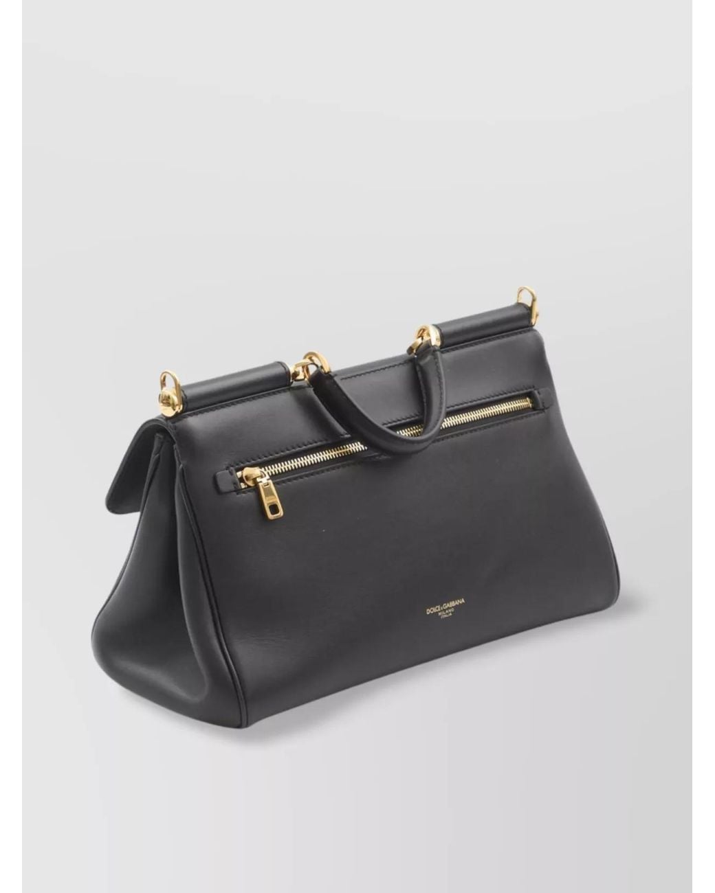Dolce & Gabbana Black My Sicily Medium Leather Tote Bag