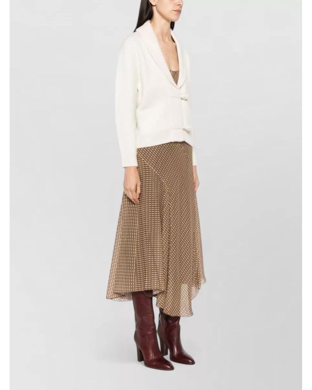 Forte_forte Natural Ribbed Cashmere Blend Shawl Collar Cardigan