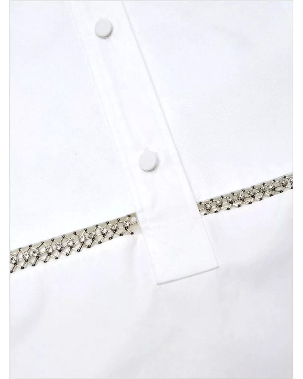 Gucci White Cotton Embellished Long-Sleeve Tunic Shirt