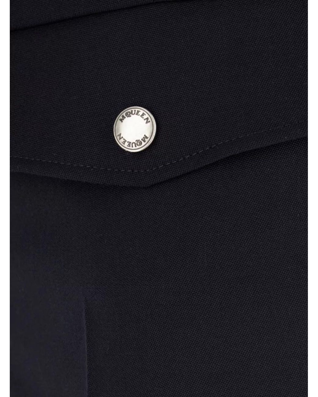 McQueen Blue Wool Straight-Leg Trousers