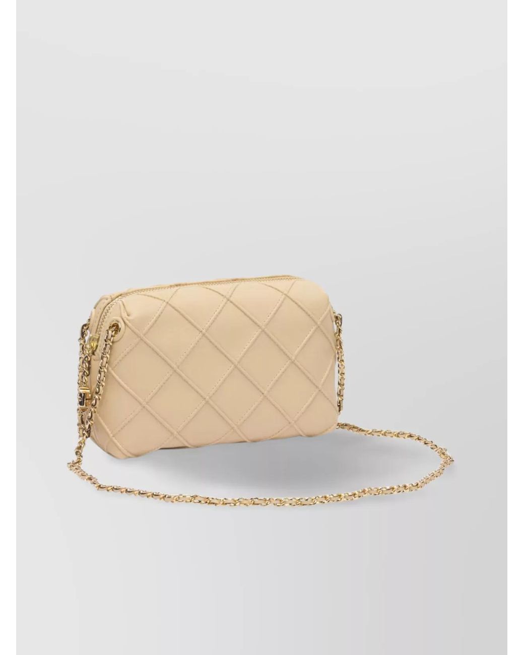 Tory Burch Natural Fleming Small Leather Quilted Crossbody Bag