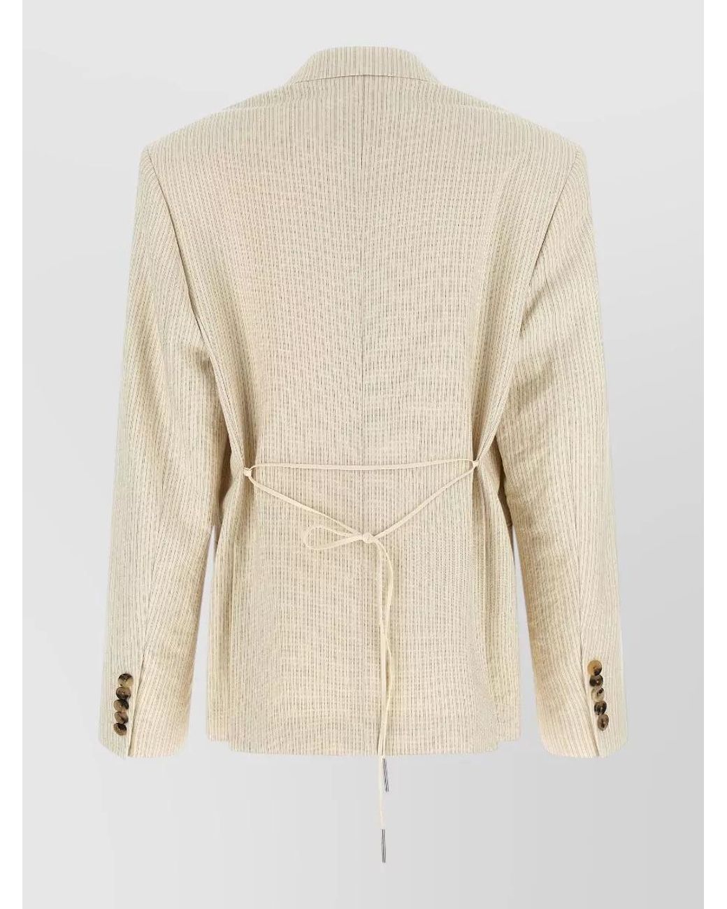 Dries Van Noten Natural Striped Double-Breasted Blazer
