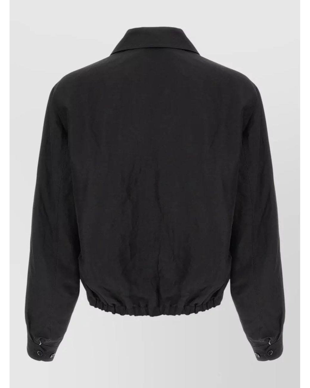 Lemaire Black Linen Blend Short Zip Jacket for men