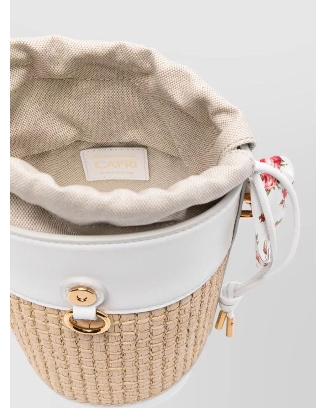 Dolce & Gabbana White Capri Raffia Bucket Bag