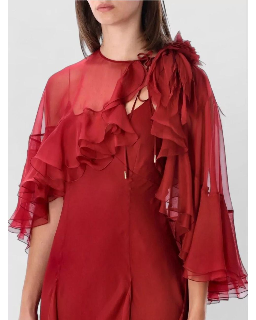 Alberta Ferretti Red Silk Maxi Dress