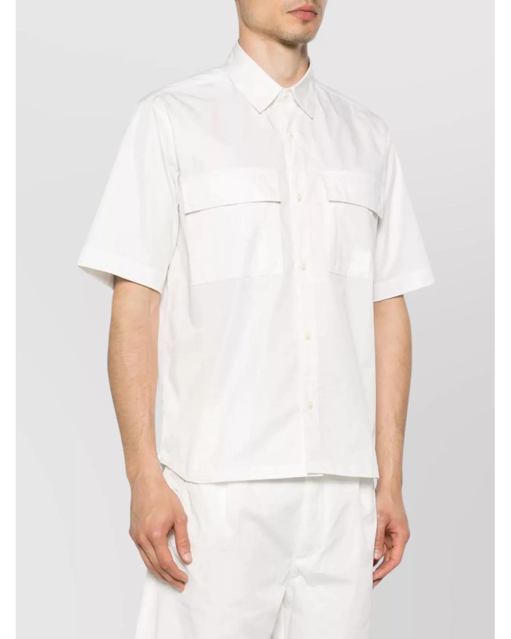 C P Company White Cotton Short-Sleeve Shirt for men