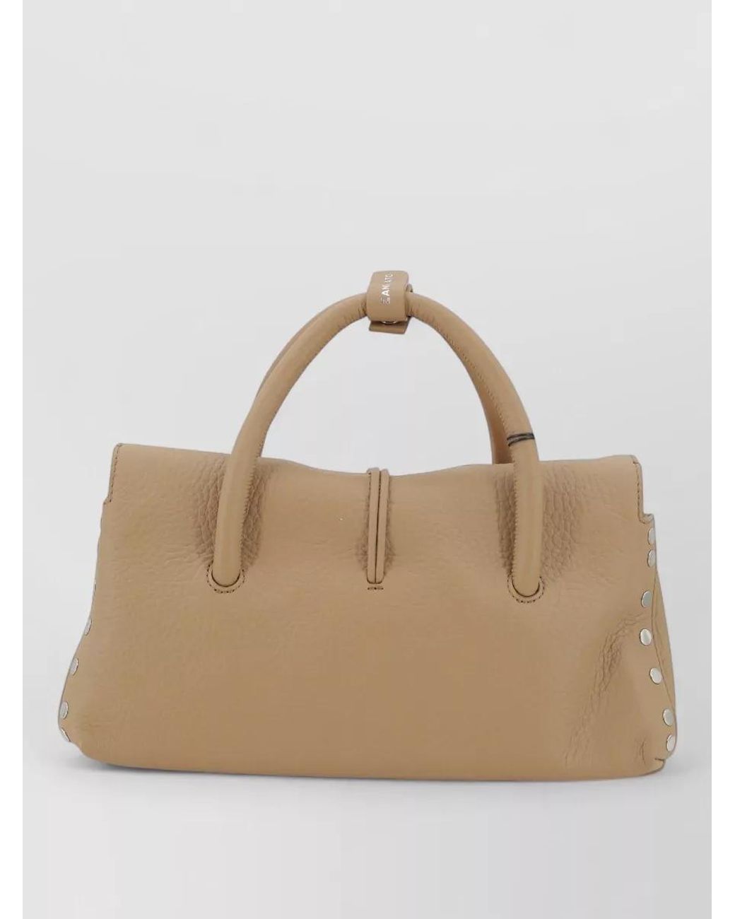 Zanellato Natural Calf Leather Studded Pebbled Tote Bag