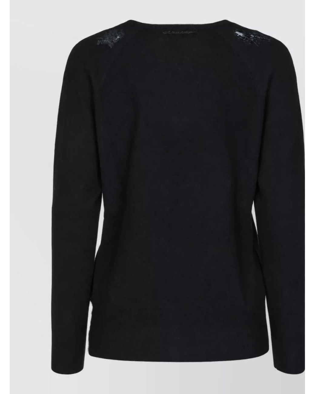 ERMANNO FIRENZE Black Lace V-Neck Sweatshirt