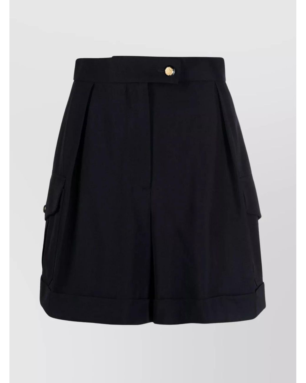 McQueen Blue Wool High-Rise Mini Cargo Shorts