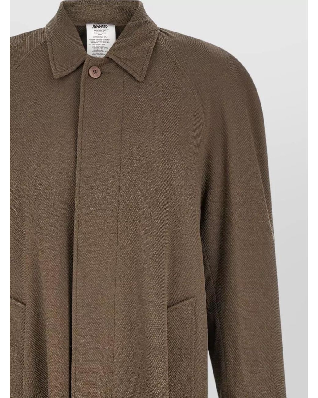 Magliano Brown Virgin Wool Herringbone Single Breasted Coat for men
