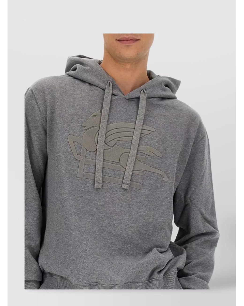 Etro Gray Cotton Regular-Fit Hoodie for men