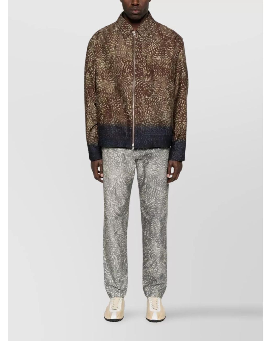 Dries Van Noten Brown Printed Bomber Jacket for men