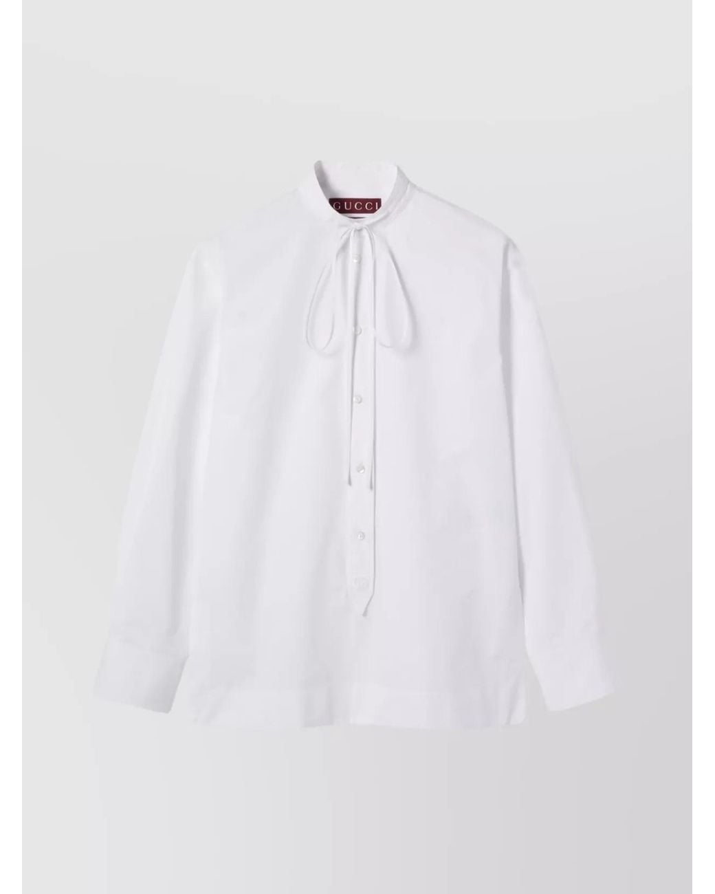 Gucci White Embroidered Cotton Long-Sleeve Shirt