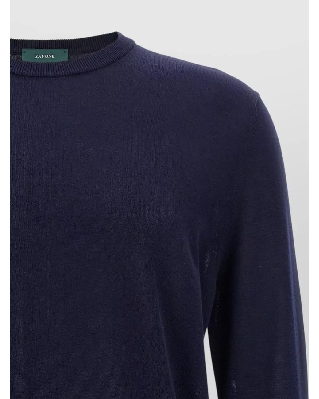 Zanone Blue Cotton Crew Neck Long Sleeve Jumper for men