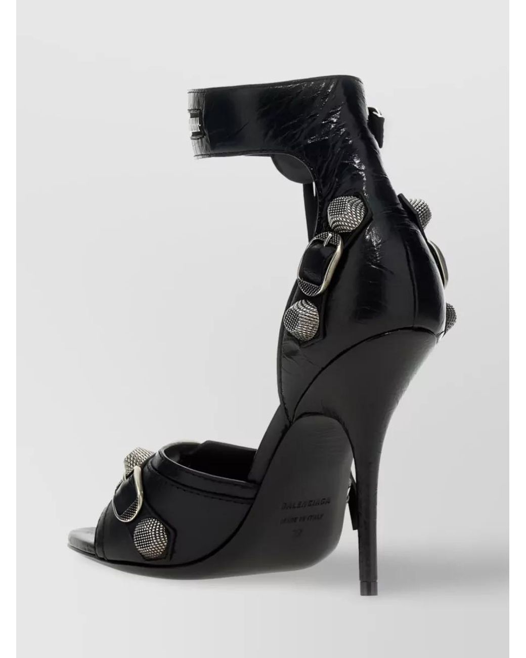 Balenciaga Black Leather Heel Sandals