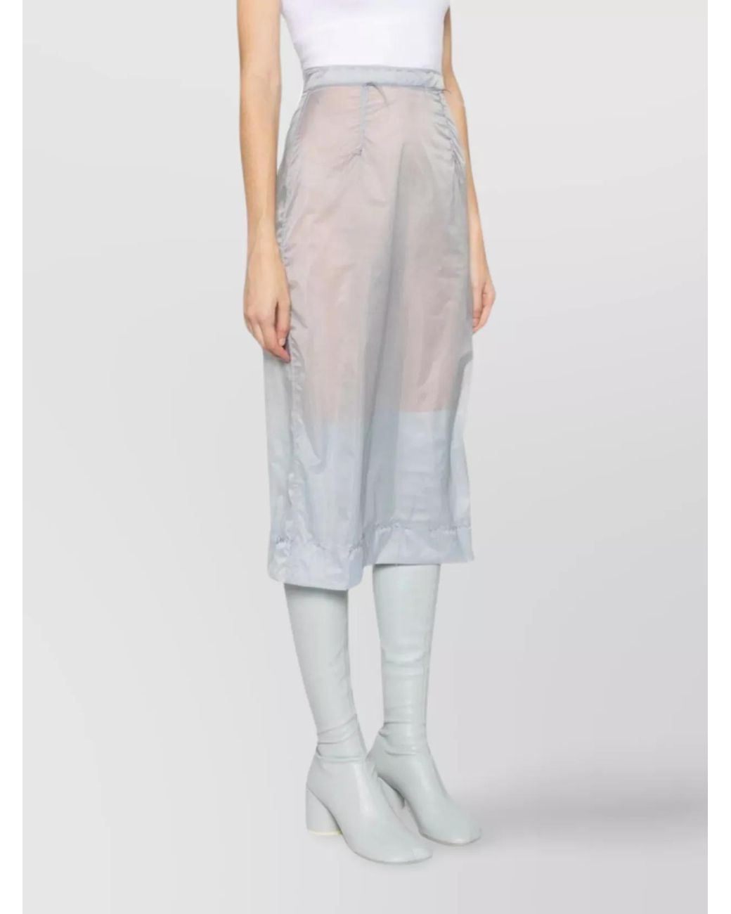 Maison Margiela White High-Rise Tulle Midi Pencil Skirt