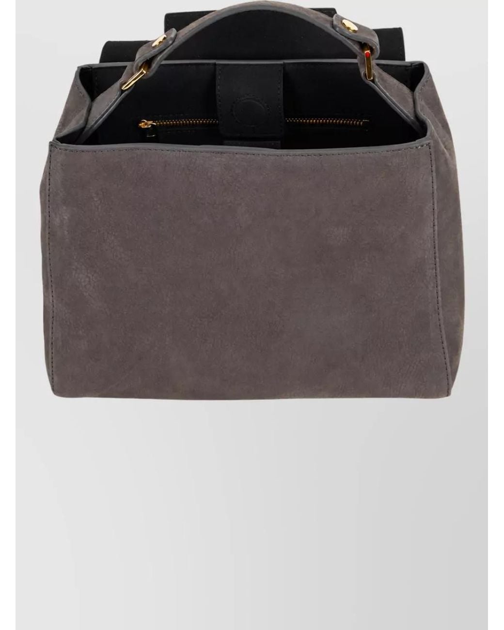 Orciani Gray Leather Shoulder Bag