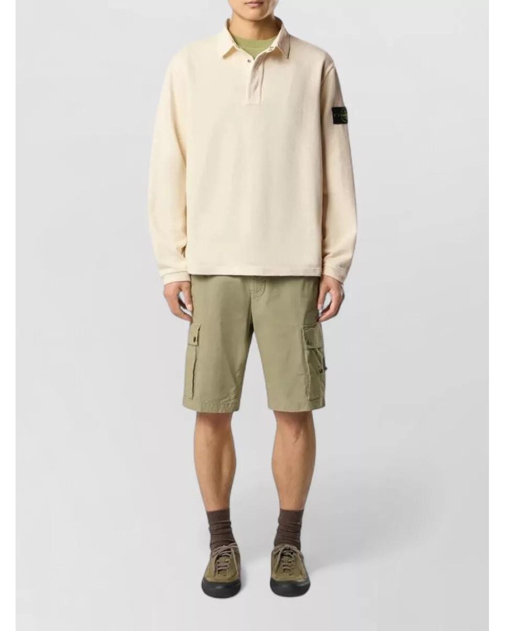 Stone Island Natural Cotton Long-Sleeve Polo Shirt for men