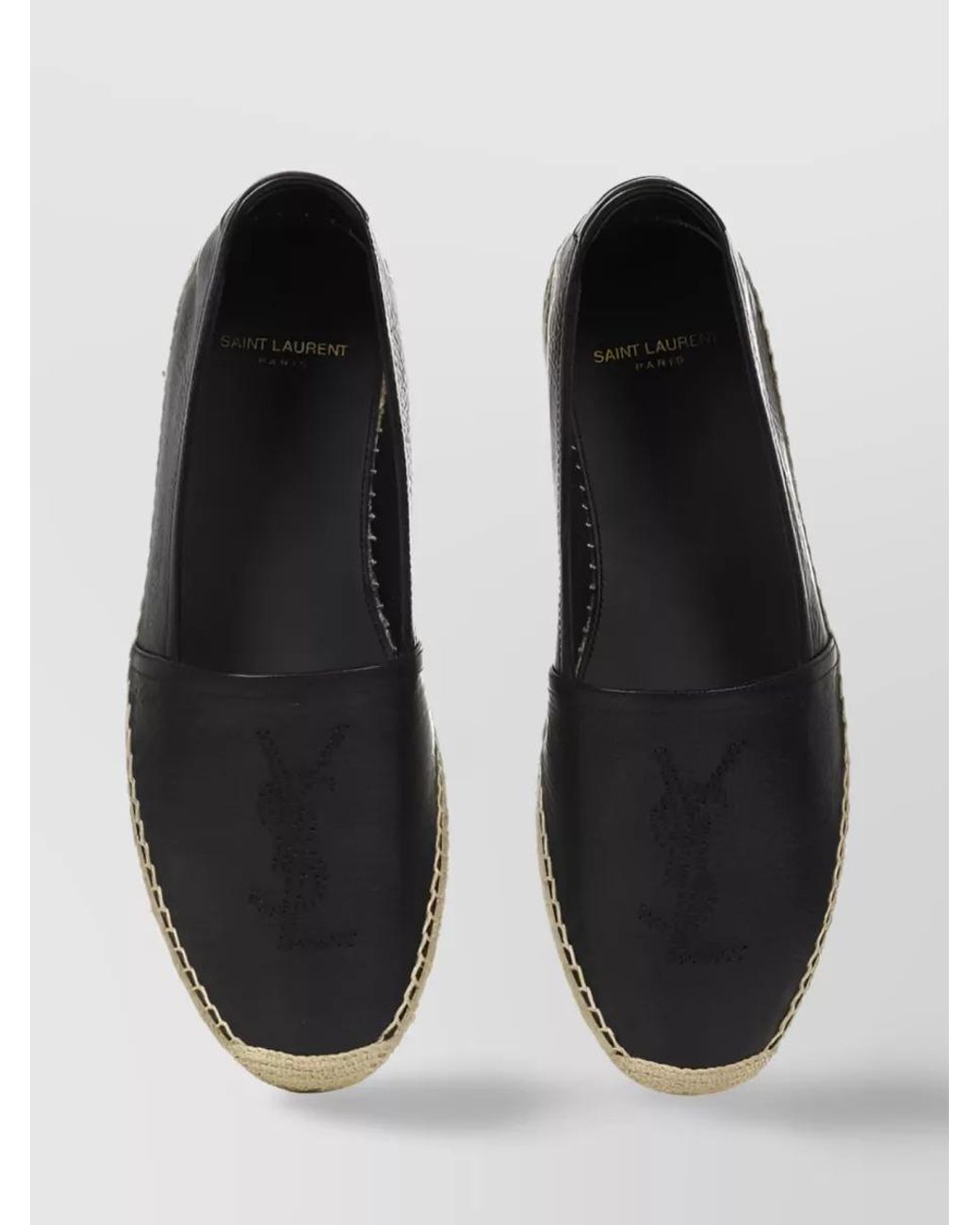Saint Laurent Black Leather Espadrilles for men