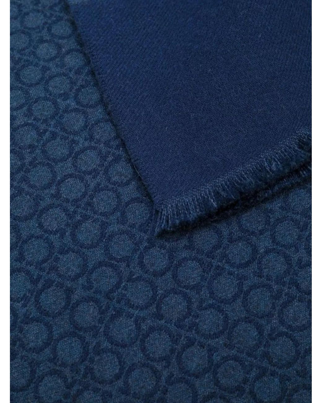Ferragamo Blue Wool Scarf for men