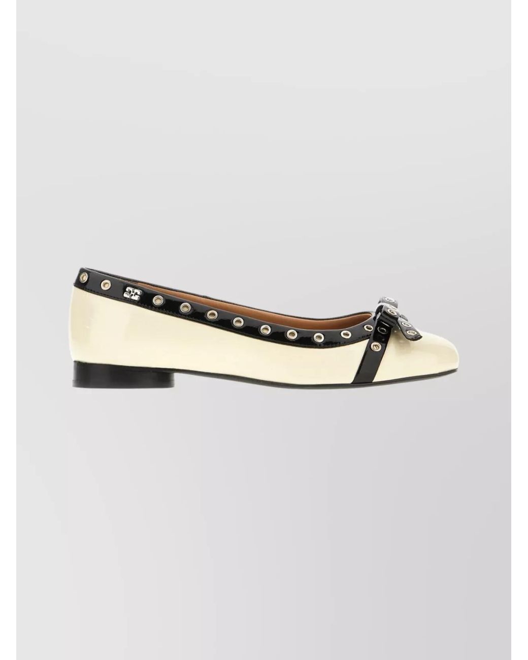 Ganni Metallic Leather Ballerina Shoes