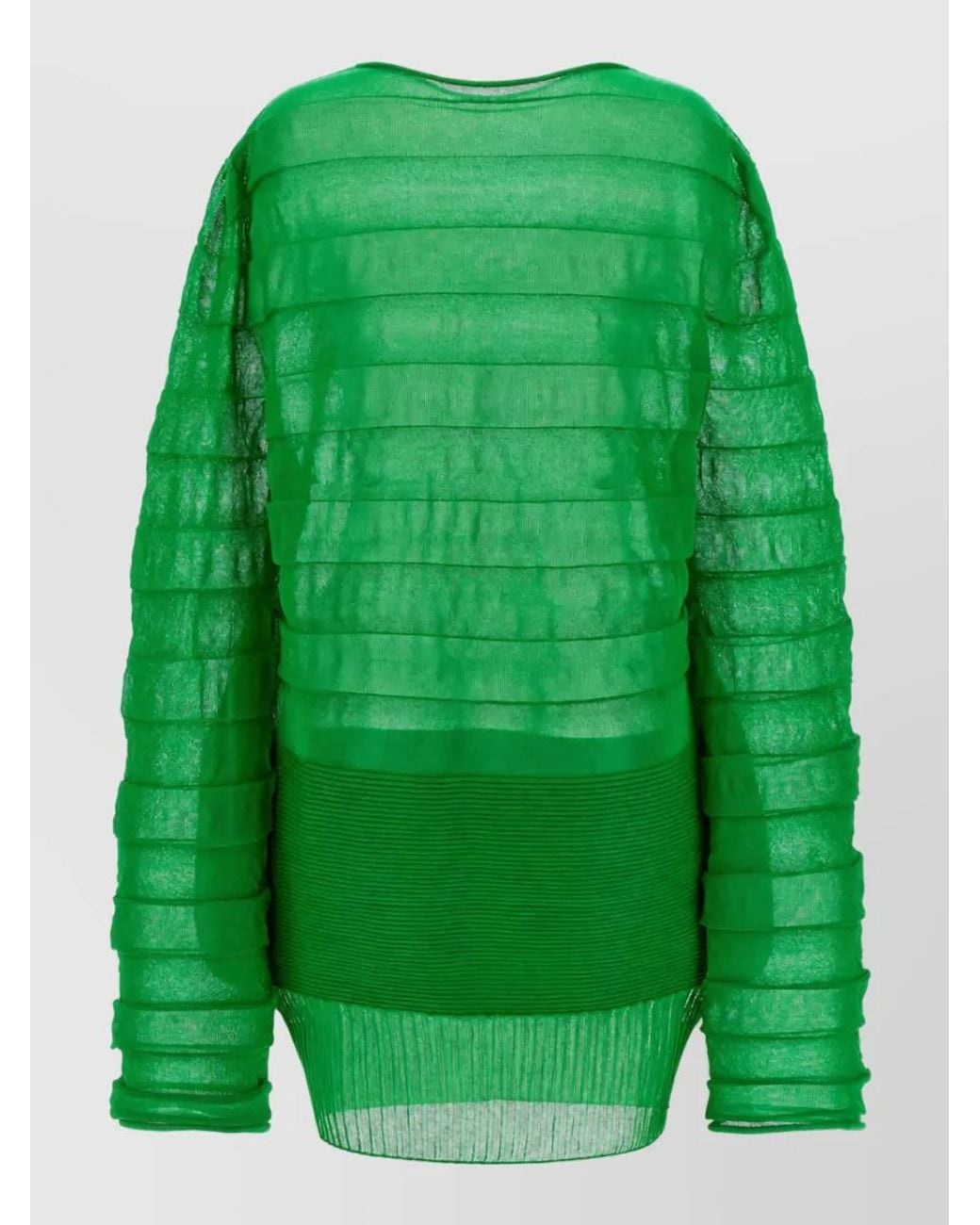Issey Miyake Green Moving Knit Asymmetric Hem Sweatshirt