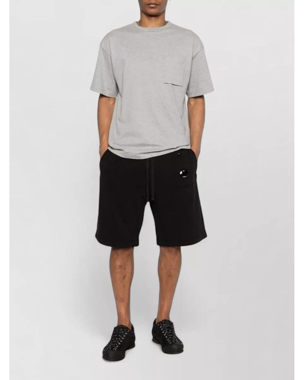 C P Company Black Cotton Cargo Shorts for men