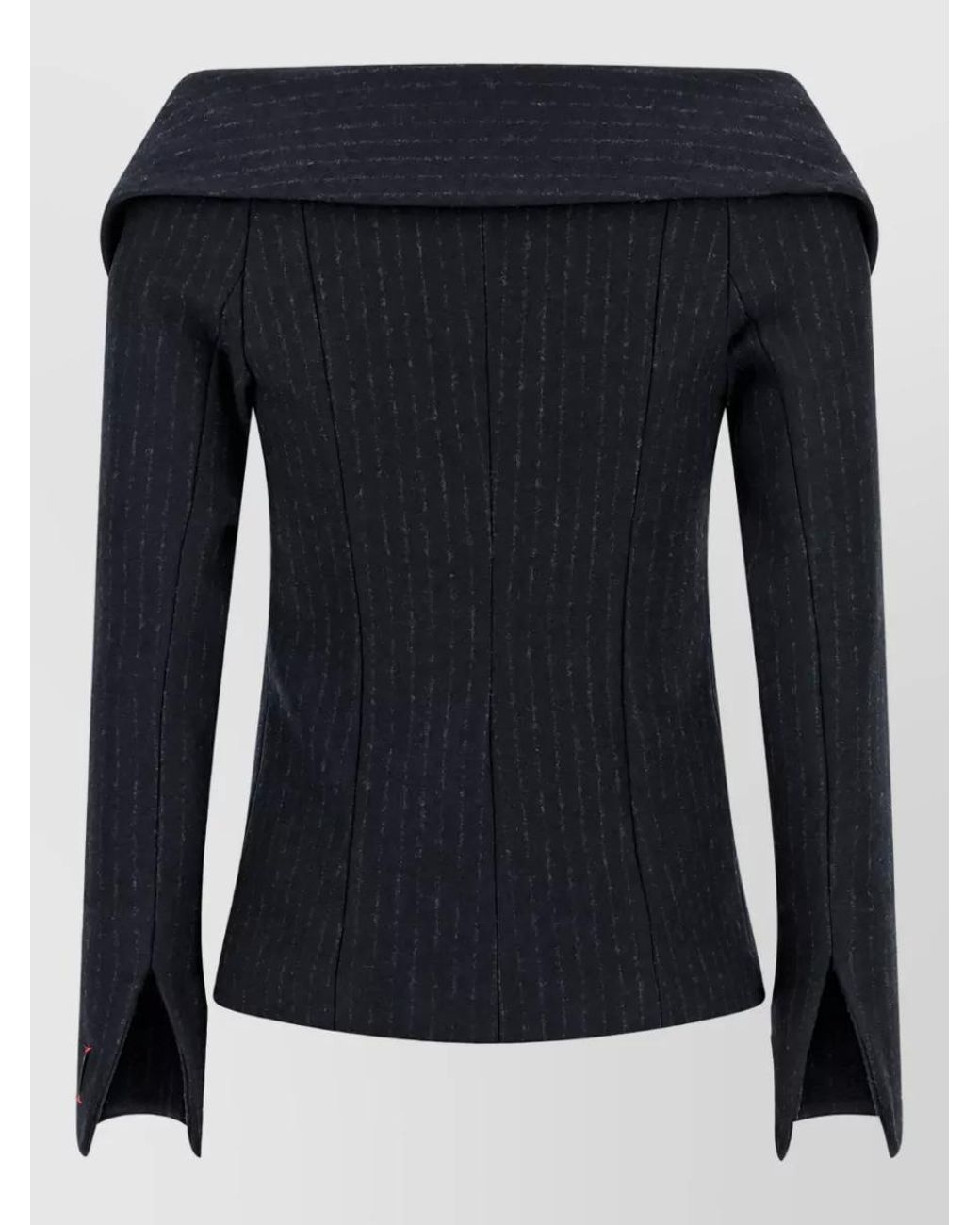 Pinko Blue Pinstripe Off-The-Shoulder Blazer