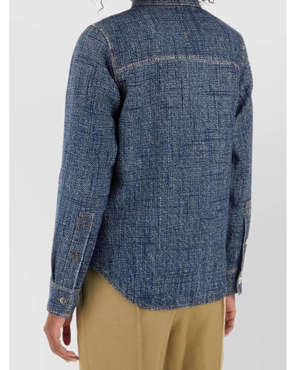Bottega Veneta Blue Silk-Blend Printed Shirt