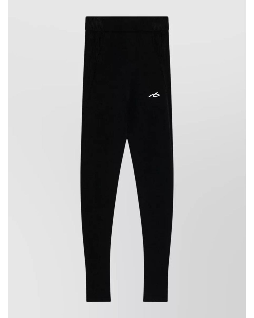 Balenciaga Black Ribbed Mid-Rise Slim-Fit Leggings