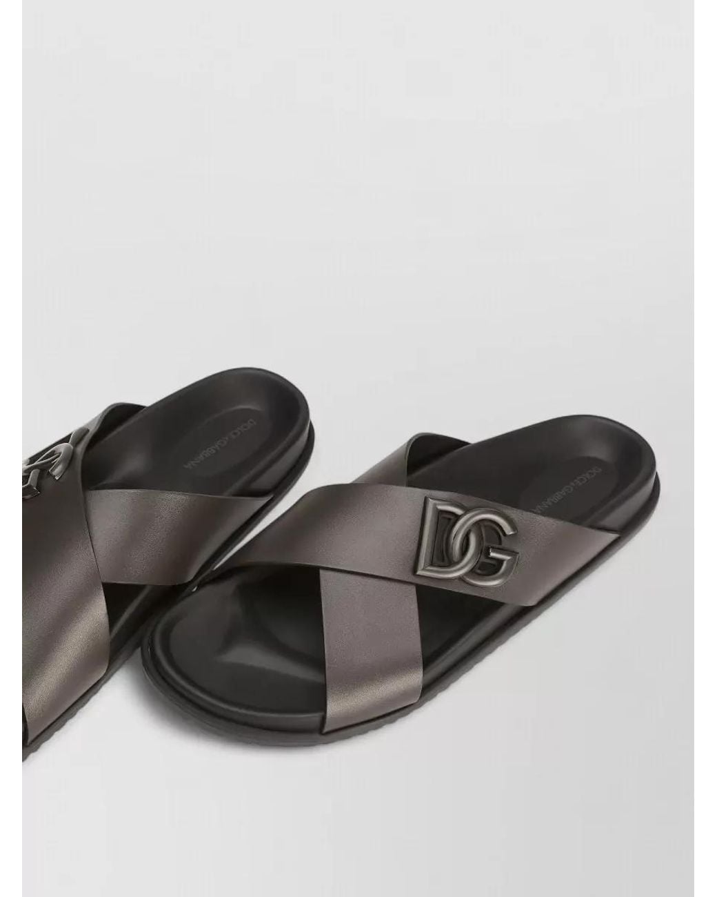 Dolce & Gabbana Gray Leather Sandals for men