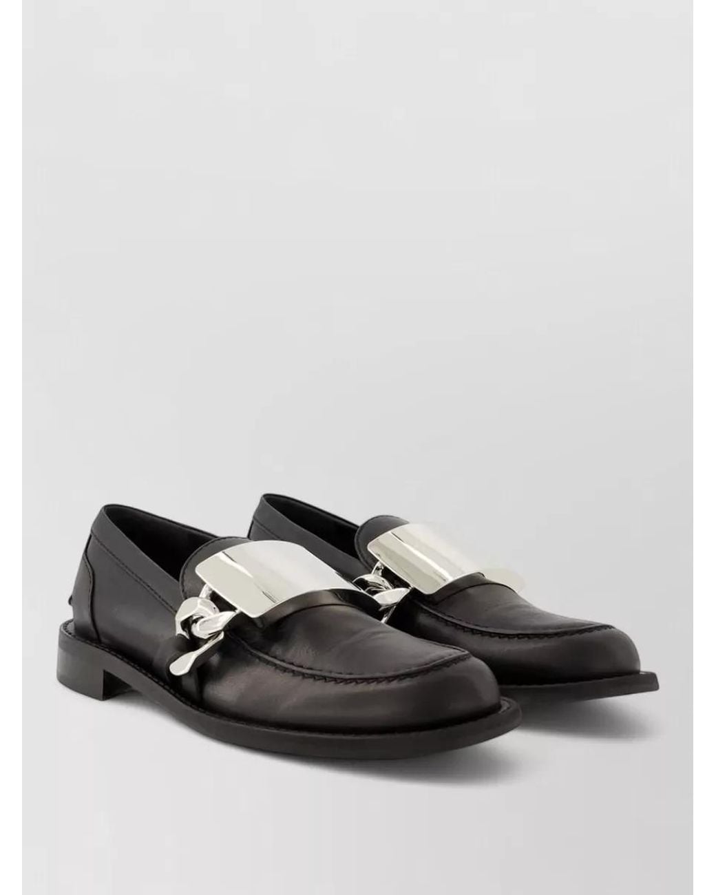 J.W. Anderson Black Gourmet Leather Loafers Chunky Chain Detail