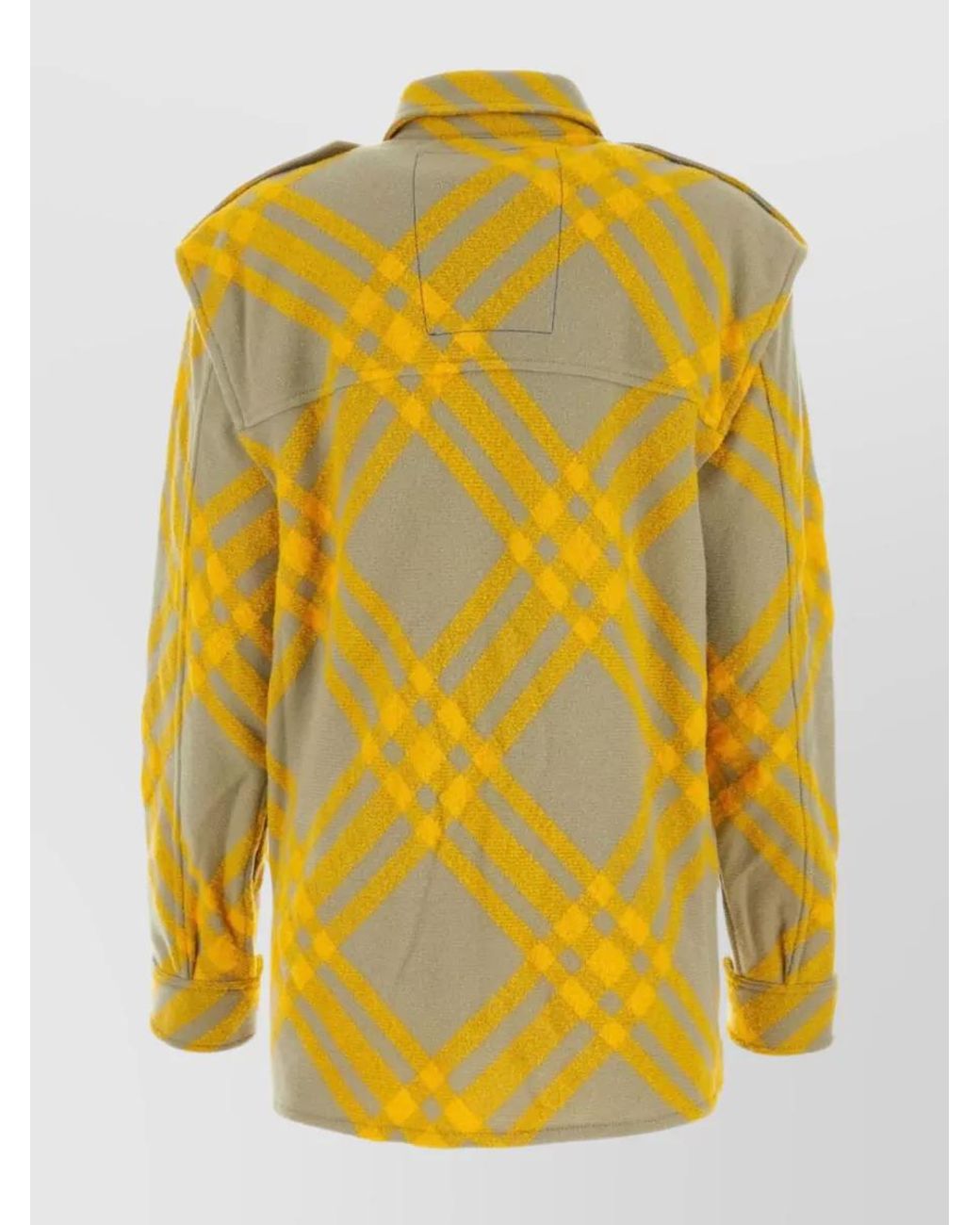 Burberry Yellow Check Wool-Blend Shirt for men