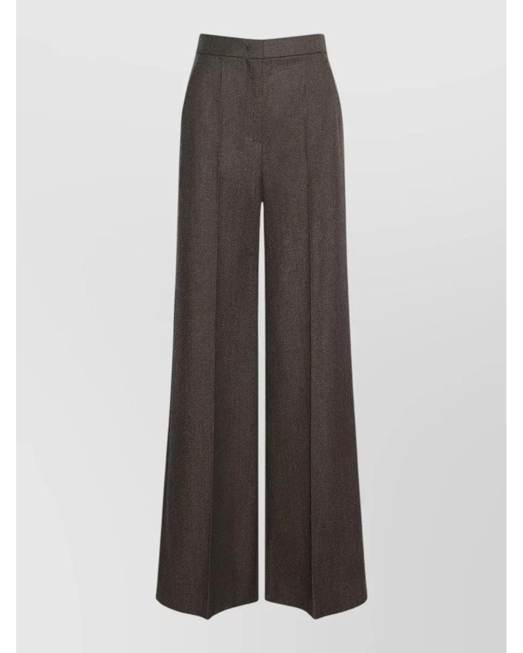 Max Mara Brown Wool High-Rise Straight-Leg Suit Trousers