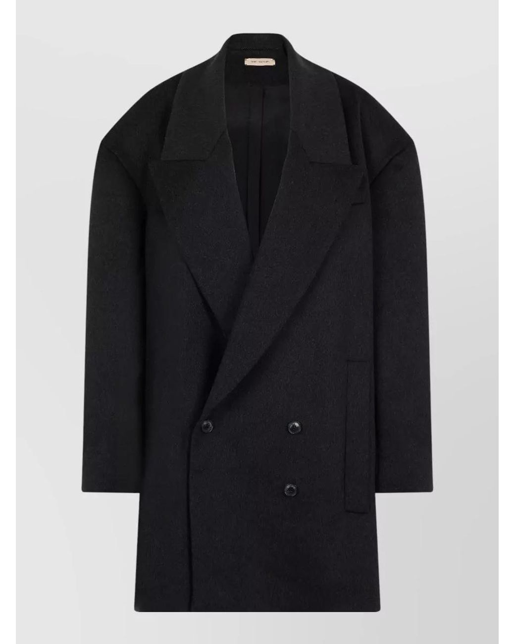 The Mannei Blue Wool Oversized Double-Breasted Knee-Length Coat