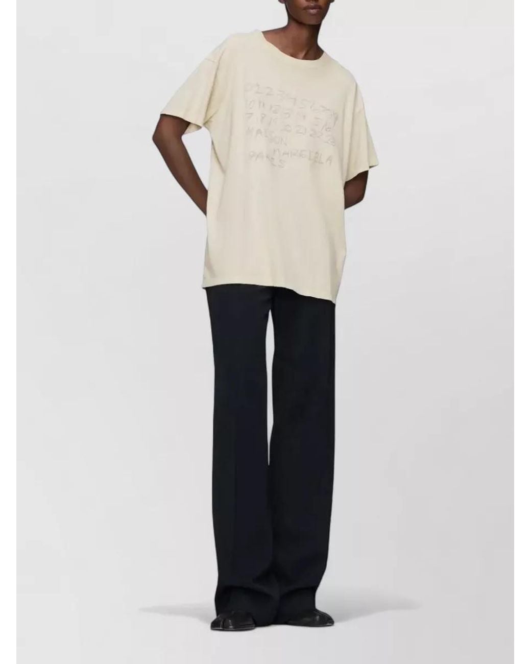 Maison Margiela Natural Printed Cotton Crewneck T-Shirt