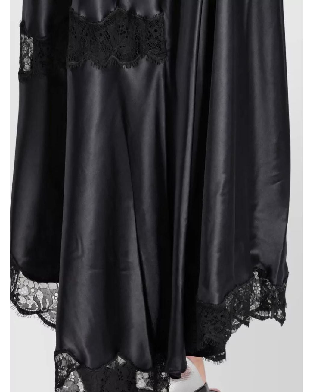 Isabel Marant Blue Silk Lace Trim Asymmetric Midi Skirt