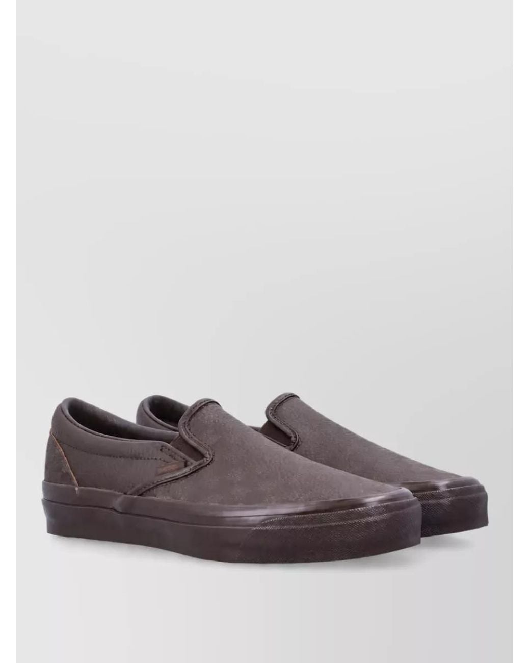 Vans Brown Leather Checkered Slip-On Sneakers