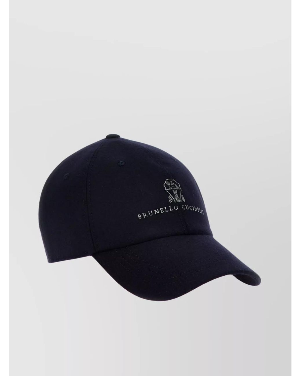 Brunello Cucinelli Blue Embroidered Logo Cap With Curved Brim for men